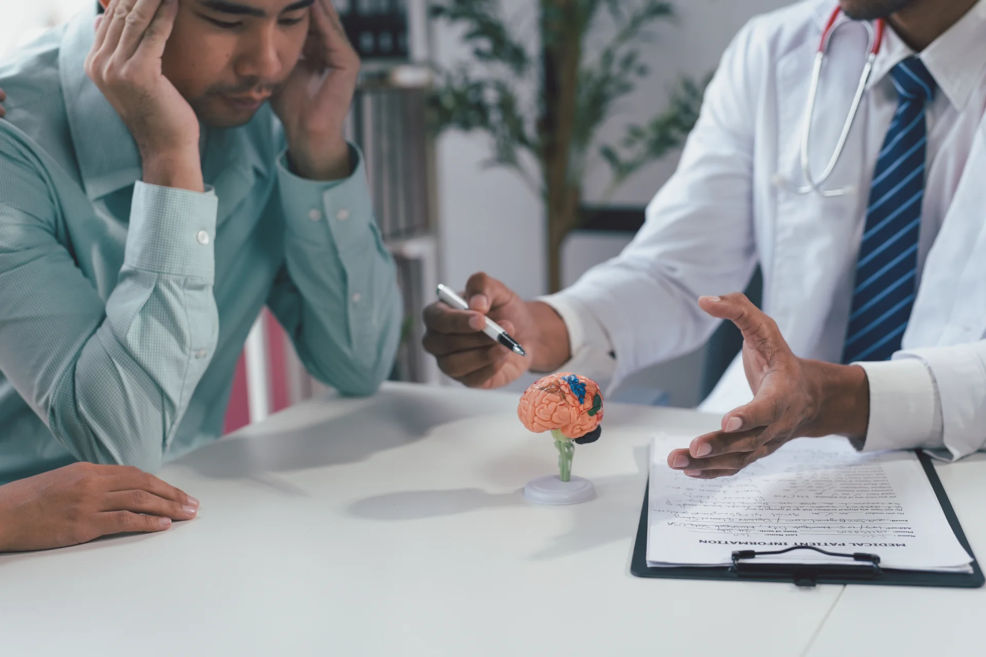 doctor explaining adverse effects